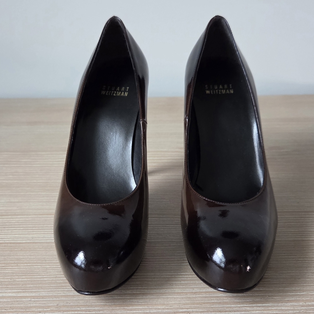Stuart Weitzman Ombre Brown Patent Leather Platform Pumps Womens Size 7.5